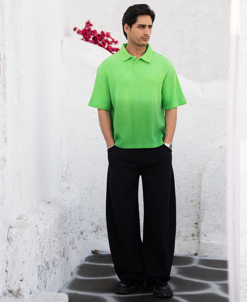 Green Ombre Structured Collar T-Shirt.