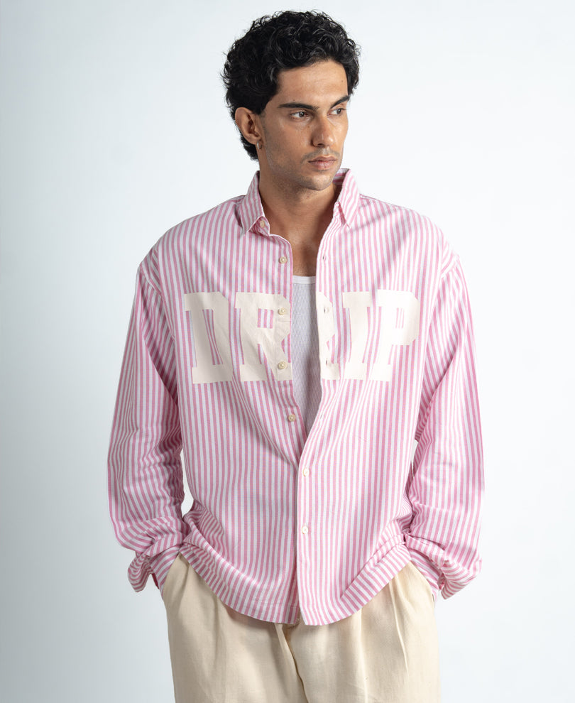 Pink Stripe Printed Shirt 100% Cotton