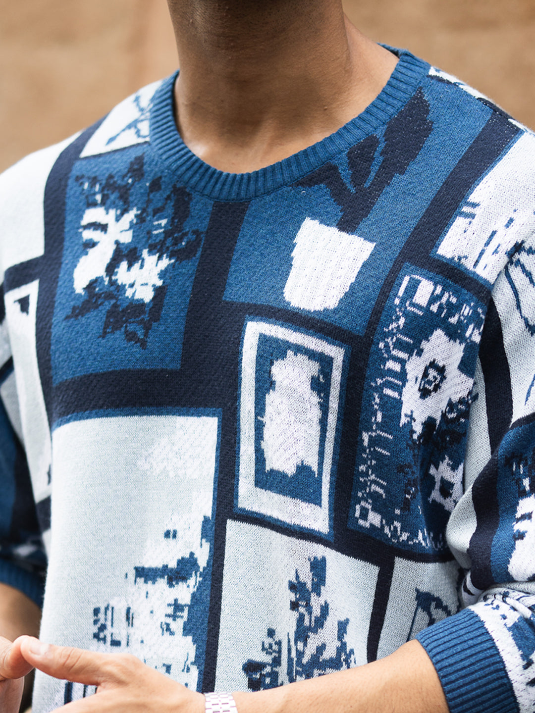 Multicolour Jaquard Knit T-Shirt