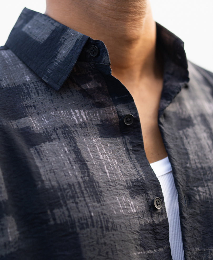 Dark Grey Printed Lightweight Shirt