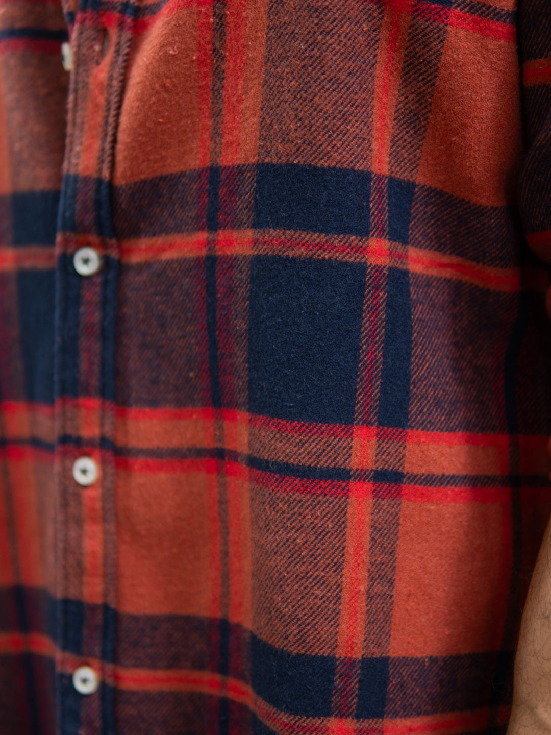 Rust And Navy Checks Shirt