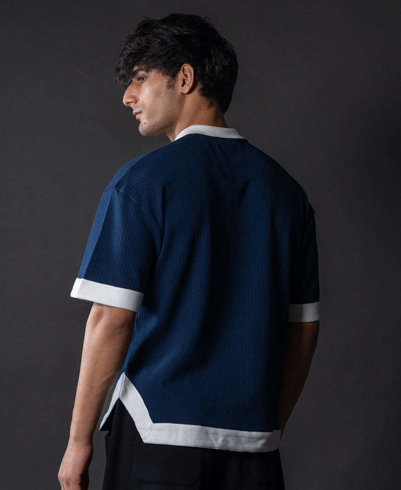 Indigo Blue Embroidered T-Shirt.
