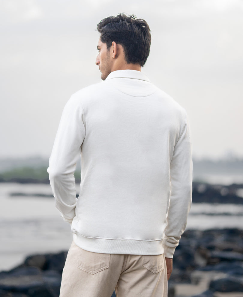 Off-White Contrast Embroidery Sweatshirt