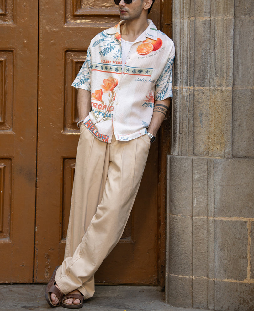 Tropical Print Structured Shirt.