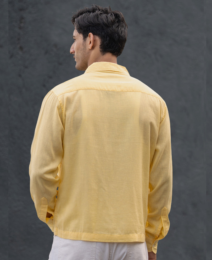 Yellow Linen Double Pocket Shirt