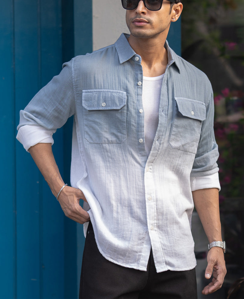 Grey Sky Double Pocket Ombre Shirt.