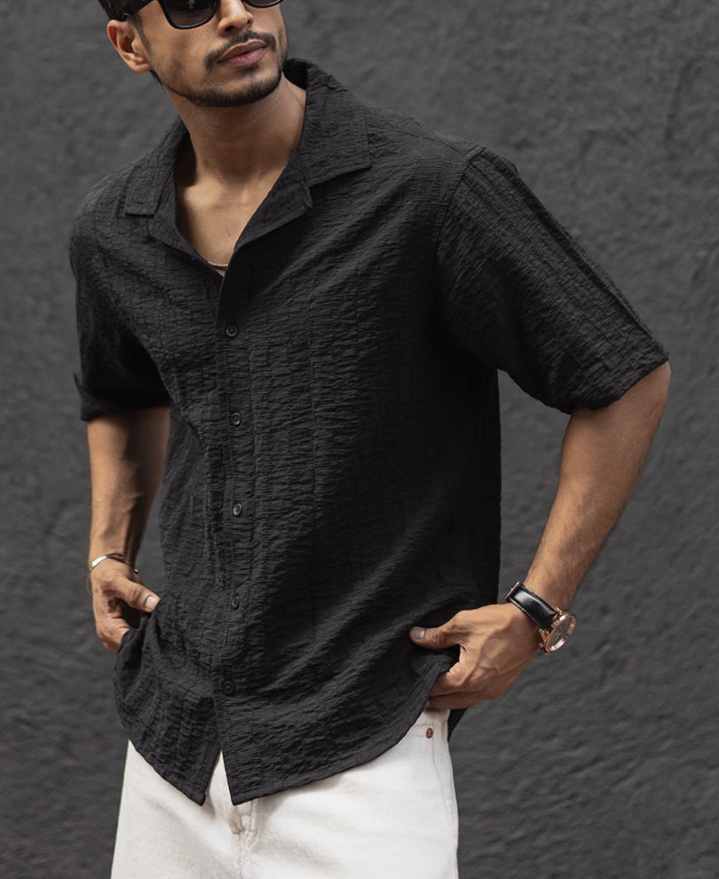 Black Structured Oversized Shirt