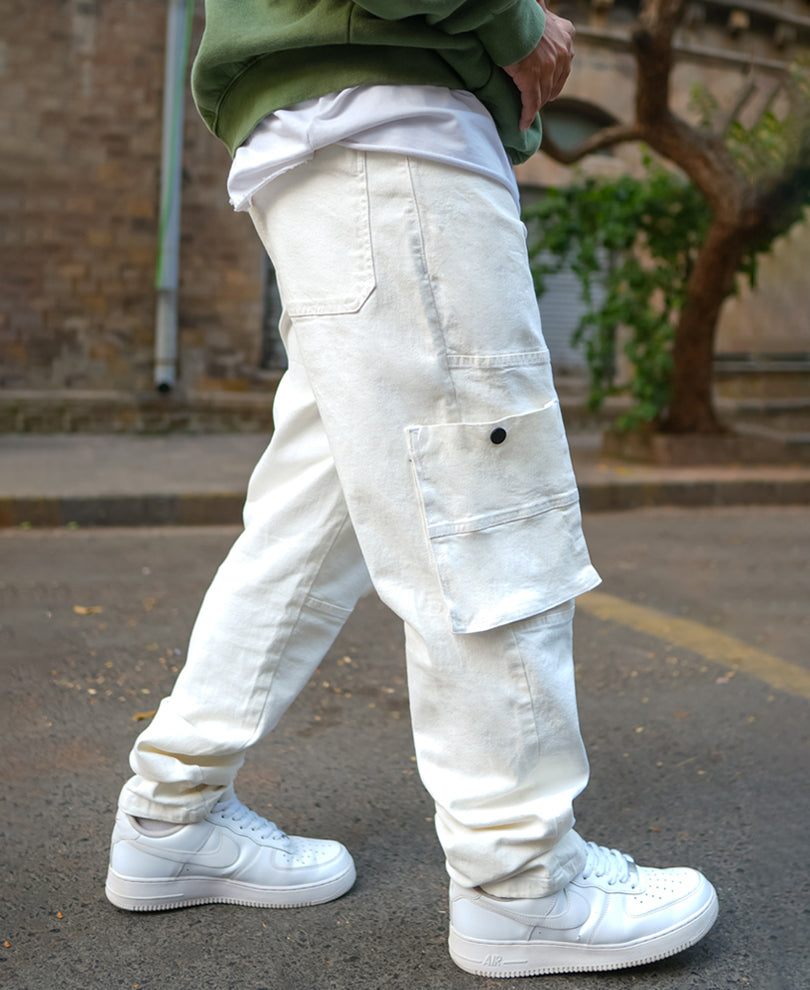 Off White Patch Pockets Denim Jeans