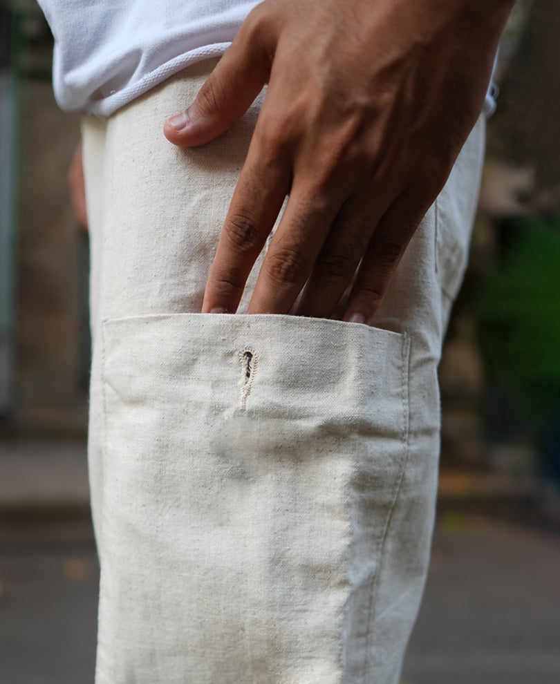 Off White Baggy Fit Linen Pants
