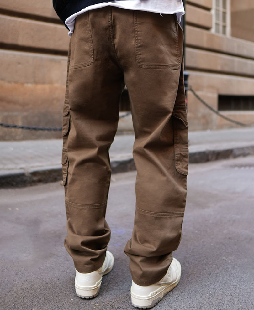 Brown Relaxed Fit Side Pocket Cargo Pant