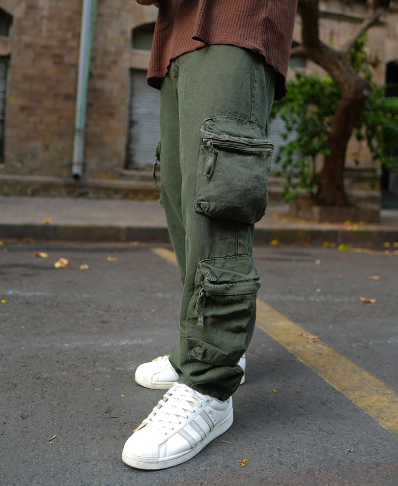 Green Baggy Fit Side Pocket Denim Jeans
