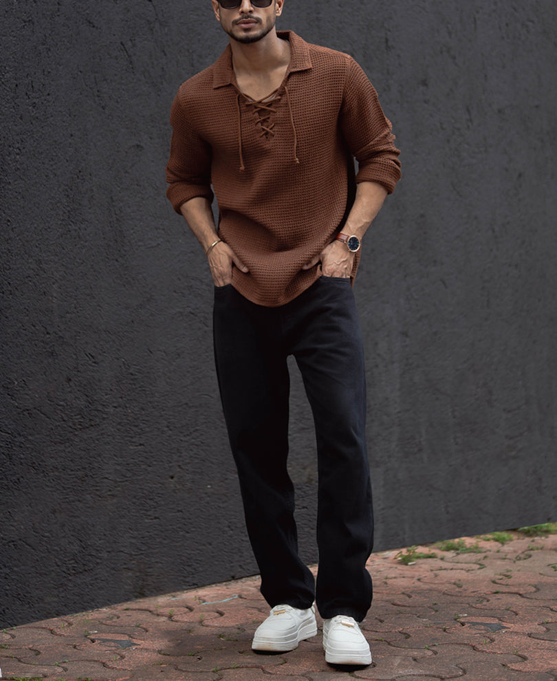 Brown Regular Fit Full Sleeves Shirt