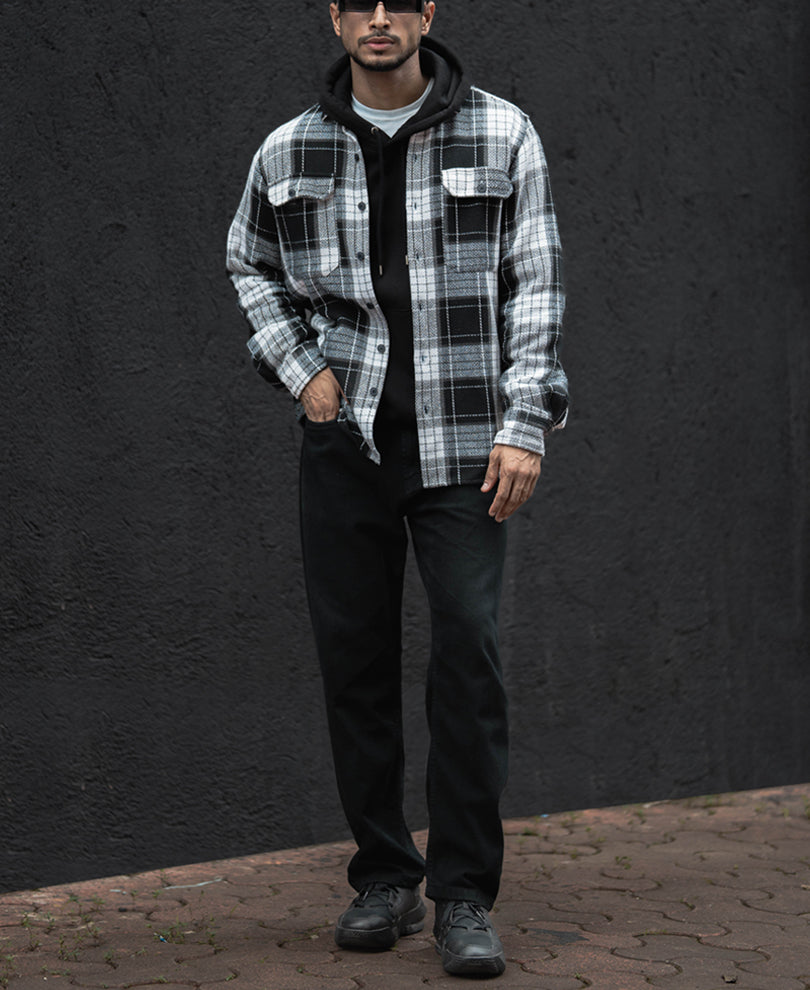 Black And White Checks Regular Fit Full Sleeves Shirt