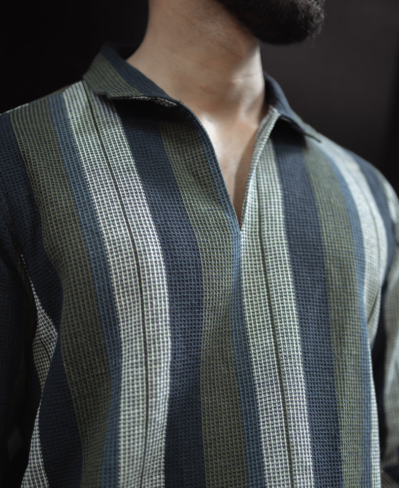 Multi Colour Regular Fit Striped Full Sleeves Shirt