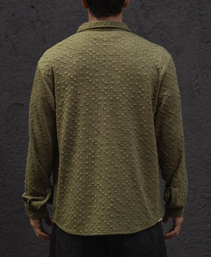Olive Green Structured Regular Fit Full Sleeves Shirt