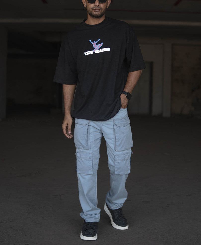 Sky Blue Baggy Fit Cargo Pant