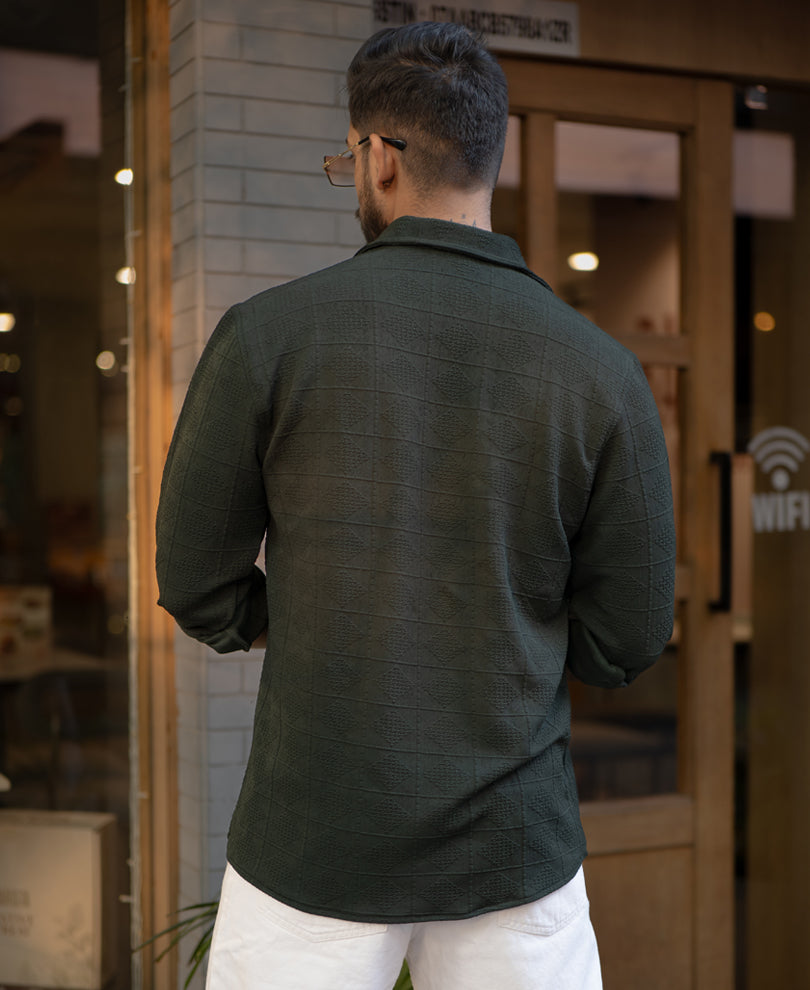 Dark Olive Green Full Sleeves Regular Fit Shirt