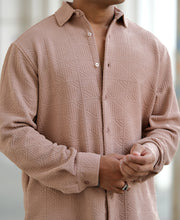 Beige Structured Full Sleeves Regular Fit Shirt