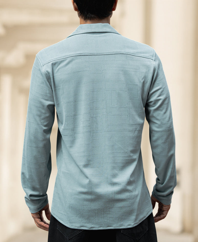 Sky Blue Regular Fit Plain Full Sleeves Shirt