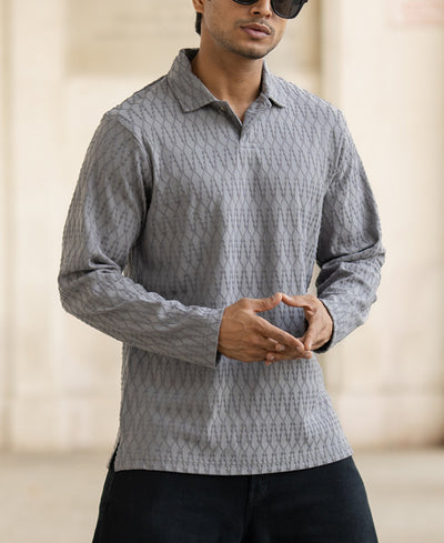 Grey Structured Regular Fit T-Shirt
