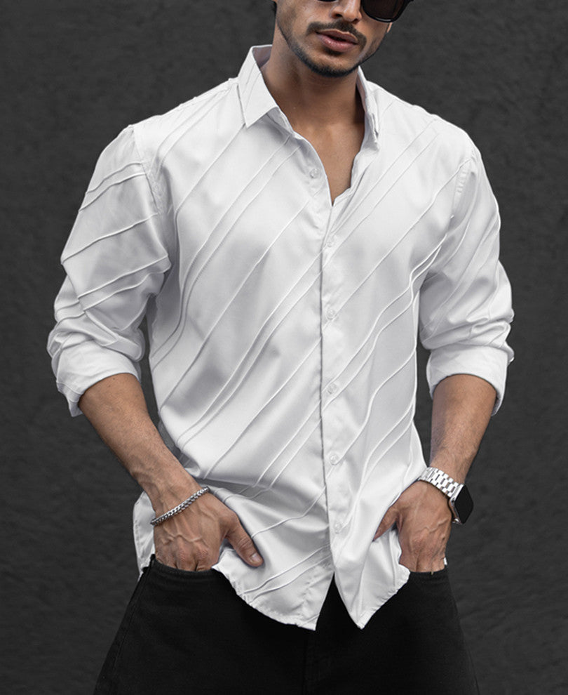 White Regular Fit Structured Shirt