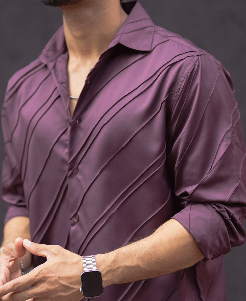 Wine Regular Fit Full Sleeves Shirt