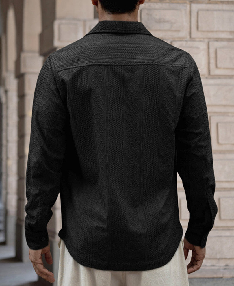 Black Regular Fit Full Sleeves Shirt