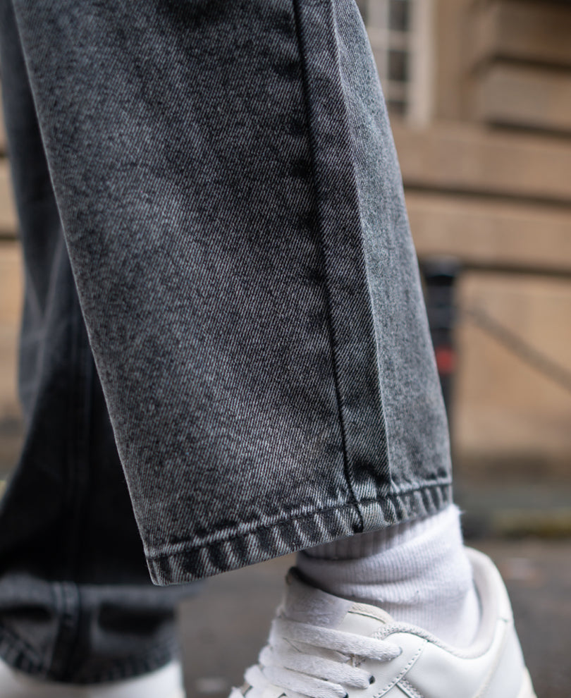 Charcoal Black Basic Baggy Fit Denim Jeans