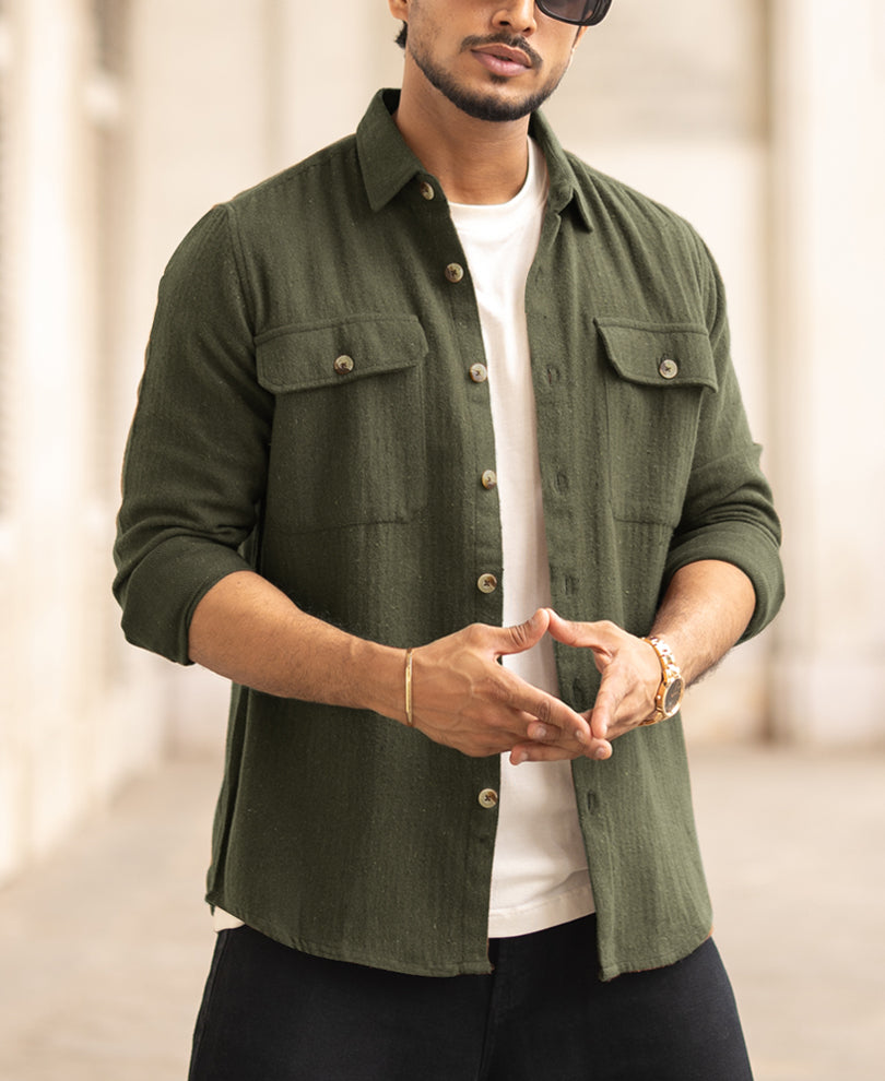 Olive Flannel Overshirt