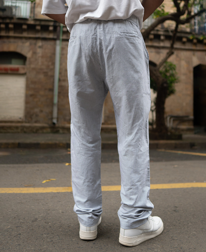 Light Grey Striped Regular Fit Pants
