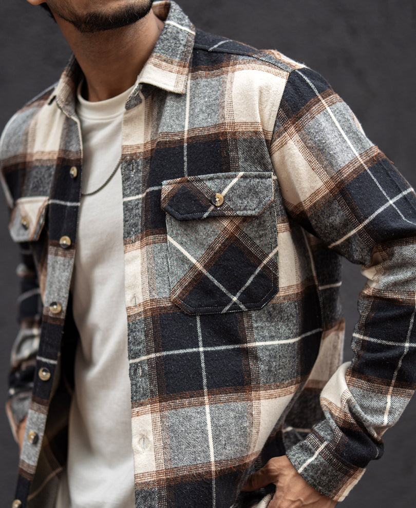Multicolour Regular Fit Full Sleeves Shirt With Double Pocket