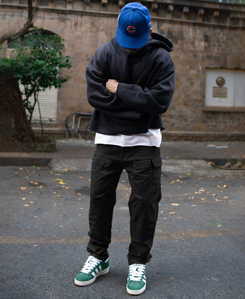 Black Cotton Cargo Pant