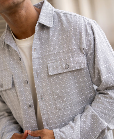 Grey Structured Double Pocket Shirt