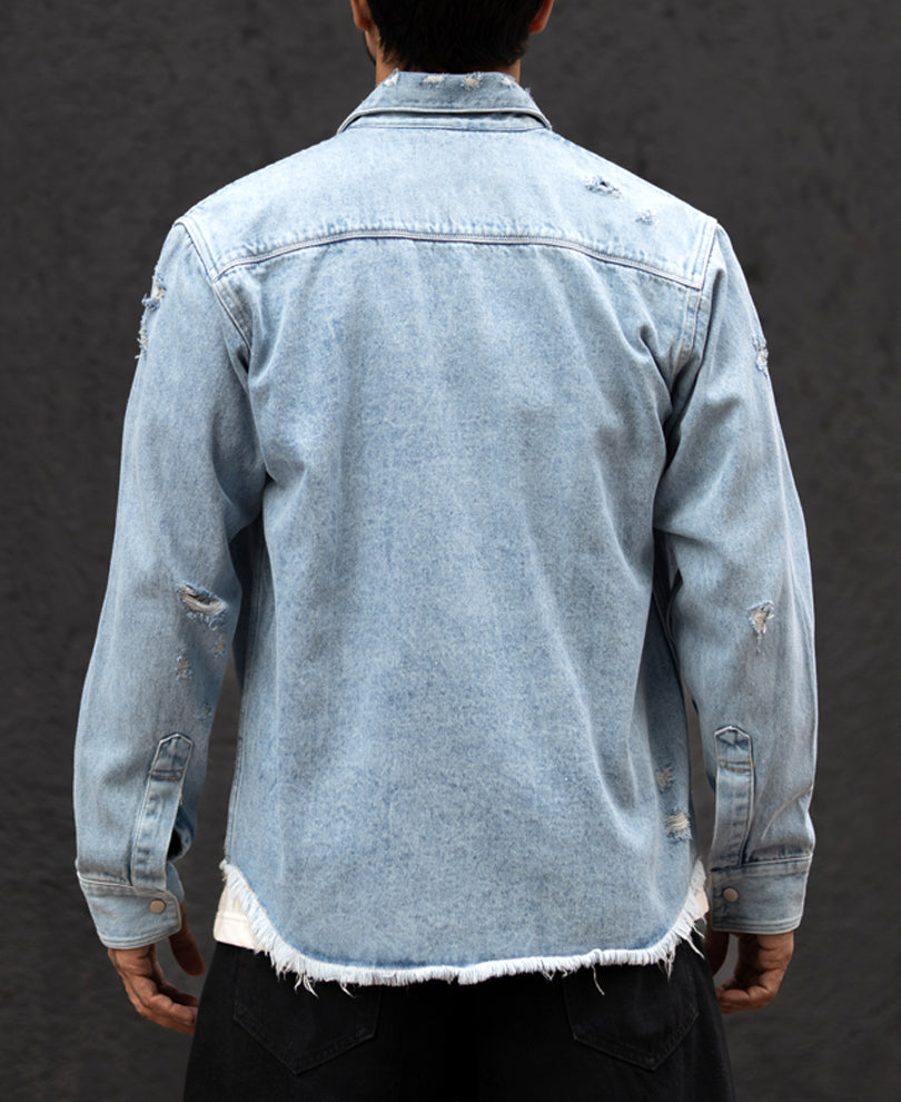 Blue Denim Regular Fit Full Sleeves Shirt