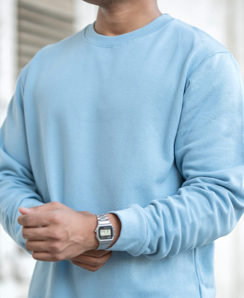 Sky Grey Regular Fit Full Sleeves T-Shirt