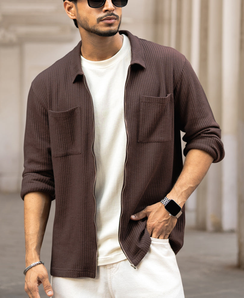 Dark Brown Full Sleeves Regular Fit Shirt