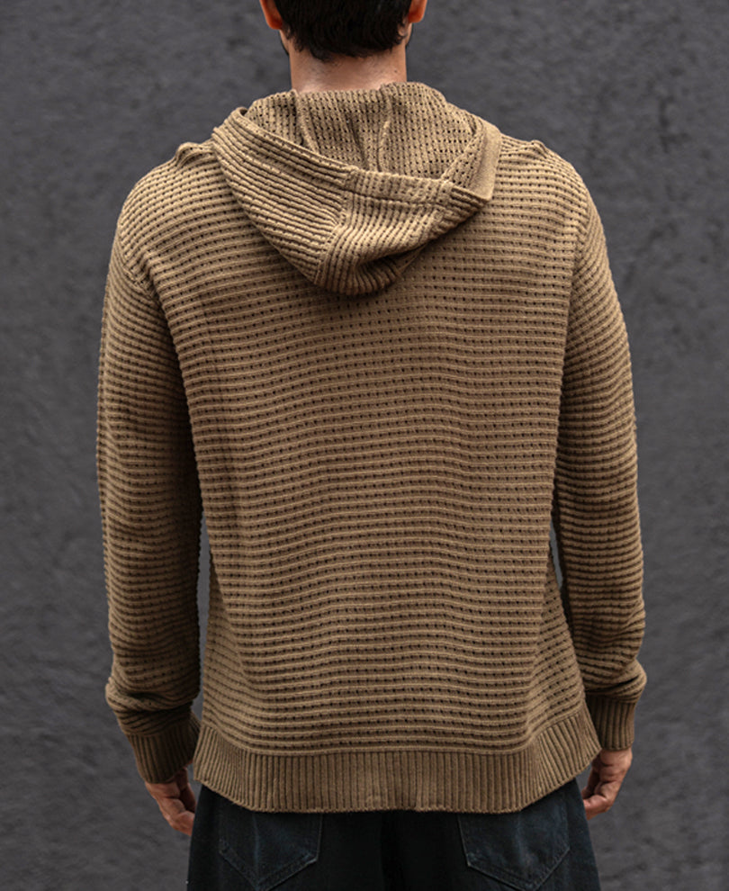 Dark Beige Knits Regular Fit Hoodie T-Shirt