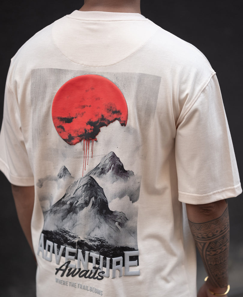 Light Fawn Printed Oversized Half Sleeves T-Shirt