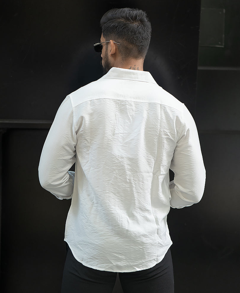 White Full Sleeves Regular Fit Shirt