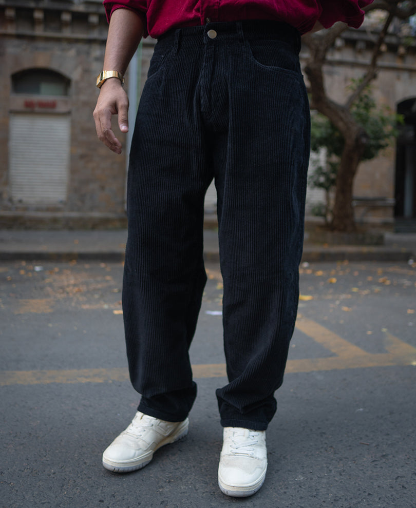 Black Corduroy Baggy Fit Pant