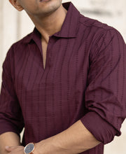 Wine Structured Regular Fit Shirt