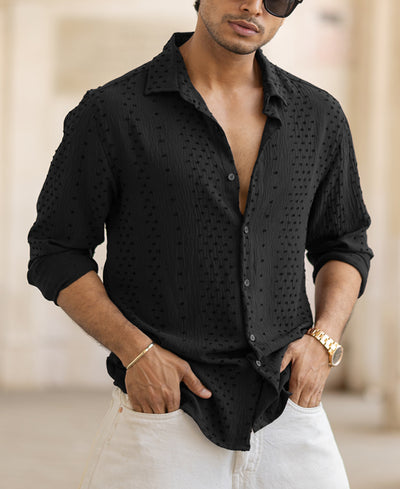 Black Structured Flowy Shirt