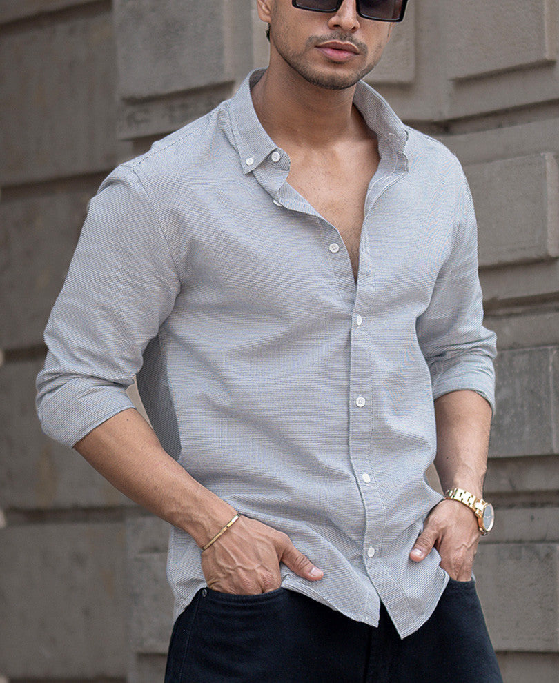 Grey Micro Checks Shirt