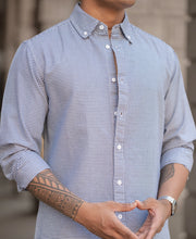 Navy Micro Check Lightweight Shirt.