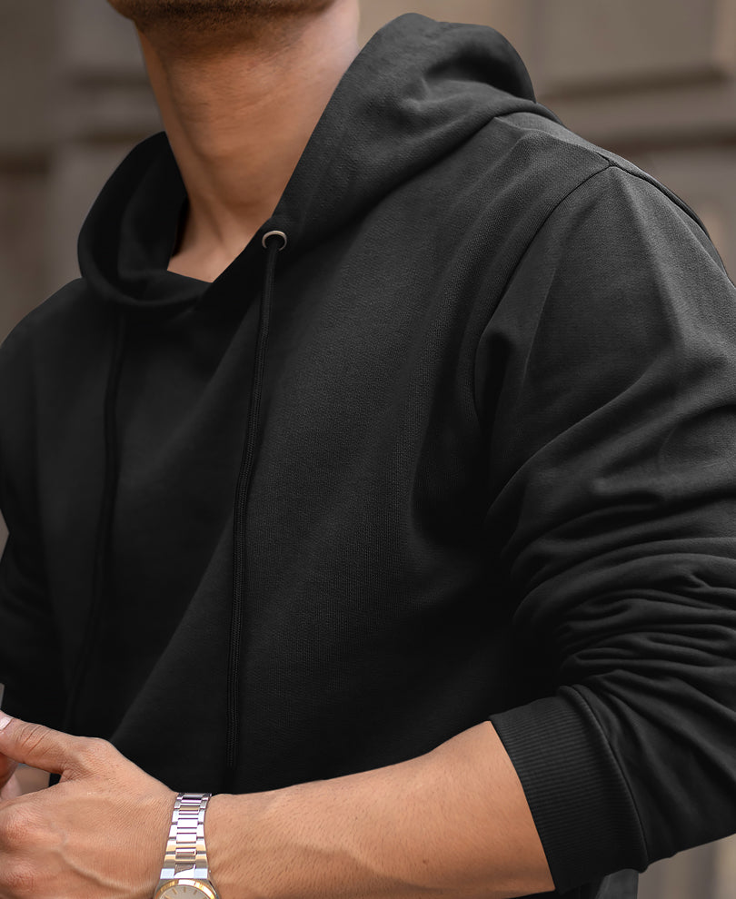 Black Regular Fit Hoodie Style Sweatshirt