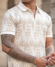 Beige Regular Fit Quarter Zip Polo T-Shirt