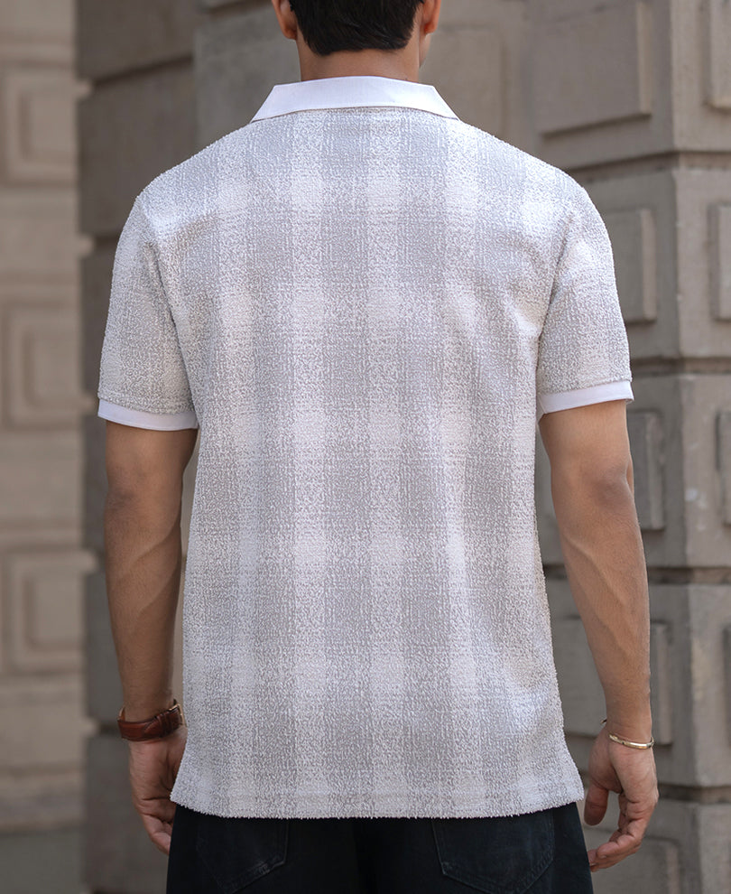 Grey Checks Polo T-Shirt