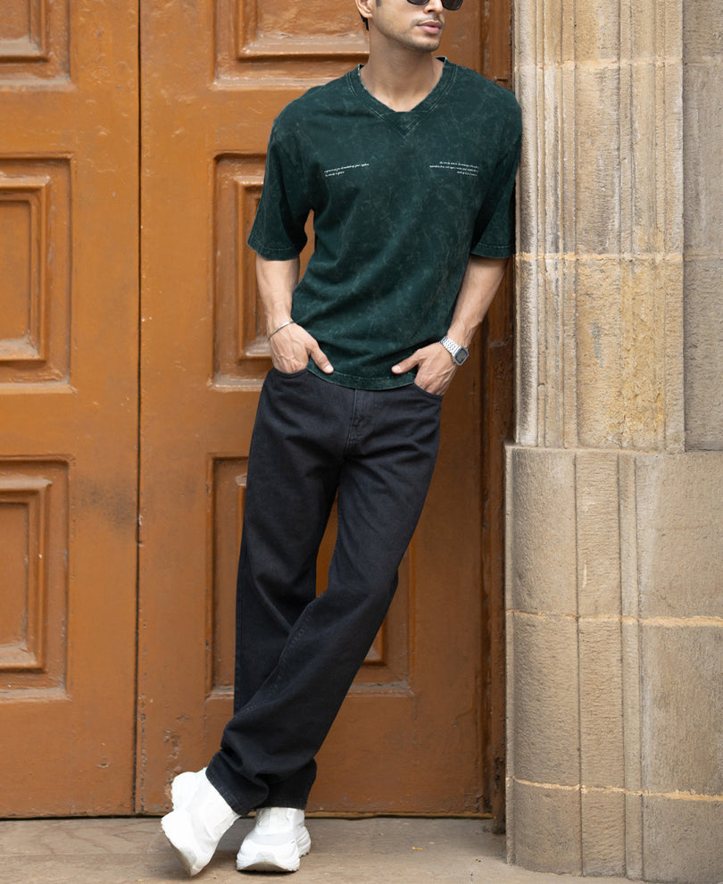 T-Shirt Oversize Fit Half Sleeve V Neck.
