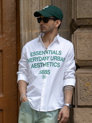 White Seersucker Printed Shirt 100% Cotton