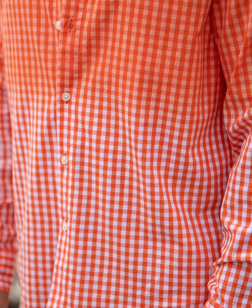 Orange Spray Checks Shirt